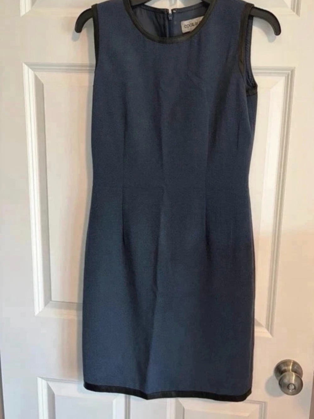Women’s Midi Sheath Dress in Navy with Black Trim with Matching Jacket